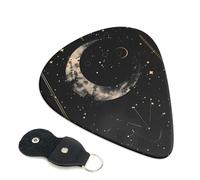 6 Pack Abstract Starry Sky Moon Guitar Picks - 0.46 0.71 0.93 mm Includes Cool Guitar Picks Thin Medium Heavy Thickness, Electric Guitar Picks for Acoustic Guitar Bass Ukulele