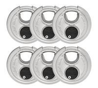 6 Pack ABUS Diskus 20/70 Heavy Duty Stainless Steel Disk Padlock - Rustproof Storage Lock with 3/8"""" Shackle - Made in Germany - Keyed Different