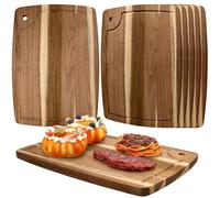 6 Pack Acacia Wood Cutting Board, 14 x 10 Inch Large Wooden Chopping Boards for Kitchen, Acacia Charcuterie Board with Juice Grooves for Meat Cheese Vegetable Pizza Fruit Bread