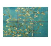6 Pack Acoustic Foam Panels Sound Proofing Almond Blossom Tree Branches White Flowers Turquoise Blue Acoustic Wall Panel Soundproofing for Livingroom Nursery Room 180x120cm Home Decor