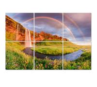 6 Pack Acoustic Foam Panels Sound Proofing Amazing landscape rainbow waterfall Iceland Acoustic Wall Panel Soundproofing for Livingroom Nursery Room 180x120cm Home Decor