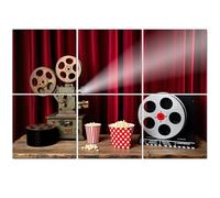 6 Pack Acoustic Foam Panels Sound Proofing Cinema vintage film reels clapperboard projector Acoustic Wall Panel Soundproofing for Livingroom Nursery Room 180x120cm Home Decor