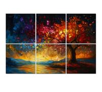 6 Pack Acoustic Foam Panels Sound Proofing Colorful Abstract Tree Vibrant Leaves Sunset Landscape Oil Acoustic Wall Panel Soundproofing for Livingroom Nursery Room 180x120cm Home Decor