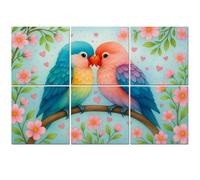 6 Pack Acoustic Foam Panels Sound Proofing Cute Lovebirds Branch Pink Flowers Hearts Romantic Acoustic Wall Panel Soundproofing for Livingroom Nursery Room 72"x48" Home Decor
