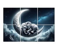 6 Pack Acoustic Foam Panels Sound Proofing Elephant Sleeping Crescent Moon Acoustic Wall Panel Soundproofing for Livingroom Nursery Room 180x120cm Home Decor