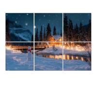 6 Pack Acoustic Foam Panels Sound Proofing Emerald Lake wooden cottage snowman falling snow Acoustic Wall Panel Soundproofing for Livingroom Nursery Room 180x120cm Home Decor