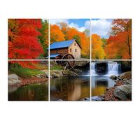 6 Pack Acoustic Foam Panels Sound Proofing Glade Creek Grist Mill nostalgia blazing autumn colors West Acoustic Wall Panel Soundproofing for Livingroom Nursery Room 180x120cm Home Decor
