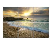 6 Pack Acoustic Foam Panels Sound Proofing Golden Sunset Tranquil Beach Gentle Waves Rocky Outcrops Acoustic Wall Panel Soundproofing for Livingroom Nursery Room 180x120cm Home Decor