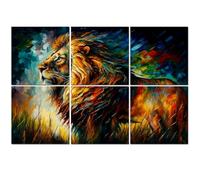 6 Pack Acoustic Foam Panels Sound Proofing Majestic Lion Vibrant Mane Abstract Colorful Brushstroke Painting Acoustic Wall Panel Soundproofing for Livingroom Nursery Room 180x120cm Home Decor