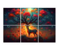 6 Pack Acoustic Foam Panels Sound Proofing Mystical Deer Autumn Tree Antlers Magical Forest Acoustic Wall Panel Soundproofing for Livingroom Nursery Room 72"x48" Home Decor