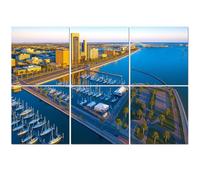 6 Pack Acoustic Foam Panels Sound Proofing Panels Aerial Drone View Corpus Christi TX Bayfront sunrise long Acoustic Wall Panel Soundproofing for Livingroom Nursery Room 72"x48" Home Decor