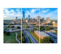 6 Pack Acoustic Foam Panels Sound Proofing Panels Aerial view downtown Fort Worth Texas Acoustic Wall Panel Soundproofing for Livingroom Nursery Room 72"x48" Home Decor