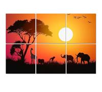6 Pack Acoustic Foam Panels Sound Proofing Panels African landscape scene animal savannah silhouette Sunset Acoustic Wall Panel Soundproofing for Livingroom Nursery Room 72"x48" Home Decor