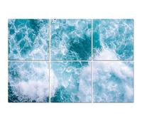 6 Pack Acoustic Foam Panels Sound Proofing Panels Areal Shot Deep Blue Rough Sea Spray Ocean Waves White Foam Acoustic Wall Panel Soundproofing for Livingroom Nursery Room 72"x48" Home Decor
