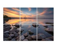 6 Pack Acoustic Foam Panels Sound Proofing Panels Beautiful Cloudscape Lake Sunset Rocky Shoreline Still Water Acoustic Wall Panel Soundproofing for Livingroom Nursery Room 72"x48" Home Decor