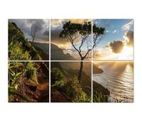 6 Pack Acoustic Foam Panels Sound Proofing Panels Beautiful Na Pali coast sunset from Kalalau Trail Kauai s north shore Acoustic Wall Panel Soundproofing for Livingroom Nursery Room 72"x48" Home Decor