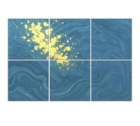 6 Pack Acoustic Foam Panels Sound Proofing Panels Blue gold liquid texture Hand drawn marbling Ink marble Acoustic Wall Panel Soundproofing for Livingroom Nursery Room Decor