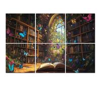 6 Pack Acoustic Foam Panels Sound Proofing Panels Bookshelf Butterfly Bookworm Bookshelves Filled Books Arched Acoustic Wall Panel Soundproofing for Livingroom Nursery Room 72"x48" Home Decor