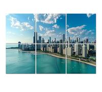 6 Pack Acoustic Foam Panels Sound Proofing Panels Chicago skyline aerial drone view from above lake Michigan city Acoustic Wall Panel Soundproofing for Livingroom Nursery Room 72"x48" Home Decor