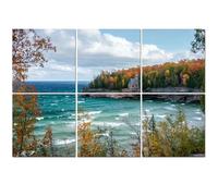 6 Pack Acoustic Foam Panels Sound Proofing Panels Crashing Waves Autumn Trees Lake Superior Shore Michigan Acoustic Wall Panel Soundproofing for Livingroom Nursery Room 72"x48" Home Decor