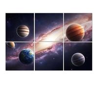 6 Pack Acoustic Foam Panels Sound Proofing Panels Creating Planets Solar System Saturn Jupiter Earth Galaxy Acoustic Wall Panel Soundproofing for Livingroom Nursery Room 72"x48" Home Decor