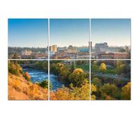 6 Pack Acoustic Foam Panels Sound Proofing Panels Downtown Spokane skyline Spokane River Acoustic Wall Panel Soundproofing for Livingroom Nursery Room 72"x48" Home Decor