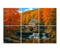 6 Pack Acoustic Foam Panels Sound Proofing Panels Glade Creek Grist Mill nostalgia blazing autumn colors West Acoustic Wall Panel Soundproofing for Livingroom Nursery Room 72"x48" Home Decor