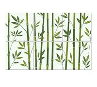 6 Pack Acoustic Foam Panels Sound Proofing Panels Green bamboo seamless white Tropical nature textile print Acoustic Wall Panel Soundproofing for Livingroom Nursery Room 72"x48" Home Decor