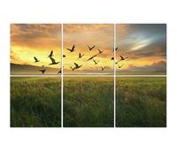 6 Pack Acoustic Foam Panels Sound Proofing Panels Green Field Grass Birds Golden Rice Sunset Sky Distant Hills Acoustic Wall Panel Soundproofing for Livingroom Nursery Room 72"x48" Home Decor