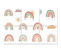 6 Pack Acoustic Foam Panels Sound Proofing Panels Hand Drawn Boho Rainbows Cute Set Pastel Earthy Colors Acoustic Wall Panel Soundproofing for Livingroom Nursery Room 72"x48" Home Decor