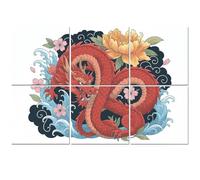 6 Pack Acoustic Foam Panels Sound Proofing Panels hand drawn Dragon tattoo coloring book japanese style Acoustic Wall Panel Soundproofing for Livingroom Nursery Room 72"x48" Home Decor