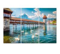 6 Pack Acoustic Foam Panels Sound Proofing Panels Historic town Lucerne famous Chapel Bridge Switzerland Acoustic Wall Panel Soundproofing for Livingroom Nursery Room 72"x48" Home Decor