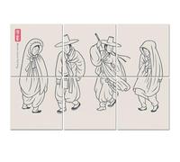 6 Pack Acoustic Foam Panels Sound Proofing Panels Korean Painting set ink drawn Men Acoustic Wall Panel Soundproofing for Livingroom Nursery Room 72"x48" Home Decor