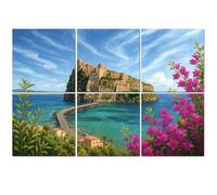6 Pack Acoustic Foam Panels Sound Proofing Panels Landscape Aragonese Castle Ischia island Italy Acoustic Wall Panel Soundproofing for Livingroom Nursery Room 72"x48" Home Decor