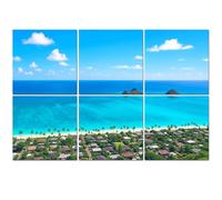 6 Pack Acoustic Foam Panels Sound Proofing Panels Lanikai Beach as seen from above Kailua Oahu Hawaii Acoustic Wall Panel Soundproofing for Livingroom Nursery Room 72"x48" Home Decor