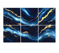 6 Pack Acoustic Foam Panels Sound Proofing Panels Luxurious navy blue ink marble like abstract texture golden Acoustic Wall Panel Soundproofing for Livingroom Nursery Room Decor
