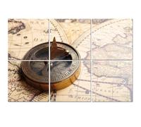 6 Pack Acoustic Foam Panels Sound Proofing Panels Magnetic compass sundial vintage world map Travel geography Acoustic Wall Panel Soundproofing for Livingroom Nursery Room 72"x48" Home Decor