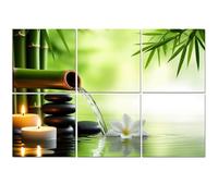 6 Pack Acoustic Foam Panels Sound Proofing Panels Modern Contemporary Zen Bamboo Green Pictures Paintings Acoustic Wall Panel Soundproofing for Livingroom Nursery Room 72"x48" Home Decor