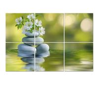 6 Pack Acoustic Foam Panels Sound Proofing Panels Modern Contemporary Zen Bamboo Green Stones Flowers Water Acoustic Wall Panel Soundproofing for Livingroom Nursery Room 72"x48" Home Decor