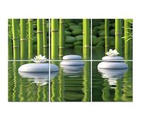 6 Pack Acoustic Foam Panels Sound Proofing Panels Modern Contemporary Zen Bamboo Green Symmetrical Tiger Face Acoustic Wall Panel Soundproofing for Livingroom Nursery Room 72"x48" Home Decor