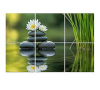 6 Pack Acoustic Foam Panels Sound Proofing Panels Modern Contemporary Zen Bamboo Green White Water Lilies Acoustic Wall Panel Soundproofing for Livingroom Nursery Room 72"x48" Home Decor