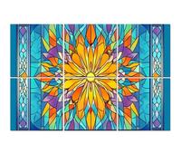6 Pack Acoustic Foam Panels Sound Proofing Panels Mosaic stained glass Geometry floral design tile decorative Acoustic Wall Panel Soundproofing for Livingroom Nursery Room 72"x48" Home Decor