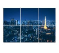 6 Pack Acoustic Foam Panels Sound Proofing Panels Night urban skyline Tokyo Tower Acoustic Wall Panel Soundproofing for Livingroom Nursery Room 72"x48" Home Decor