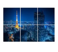 6 Pack Acoustic Foam Panels Sound Proofing Panels Night urban skyline Tokyo Tower Acoustic Wall Panel Soundproofing for Livingroom Nursery Room 72"x48" Home Decor