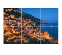 6 Pack Acoustic Foam Panels Sound Proofing Panels Night view Positano village Coast Italy Acoustic Wall Panel Soundproofing for Livingroom Nursery Room 72"x48" Home Decor
