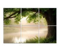 6 Pack Acoustic Foam Panels Sound Proofing Panels Oak Tree Full Leaf Summer Standing Alone River Sunlight Acoustic Wall Panel Soundproofing for Livingroom Nursery Room 72"x48" Home Decor