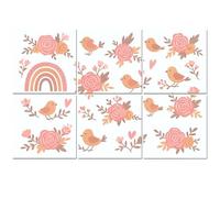 6 Pack Acoustic Foam Panels Sound Proofing Panels Pink floral rainbow Pink romantic baby girl rainbow Floral Acoustic Wall Panel Soundproofing for Livingroom Nursery Room 72"x48" Home Decor