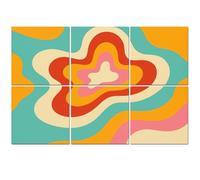 6 Pack Acoustic Foam Panels Sound Proofing Panels Retro groovy psychedelic Wavy Swirl Seventies Style Abstract Acoustic Wall Panel Soundproofing for Livingroom Nursery Room 72"x48" Home Decor