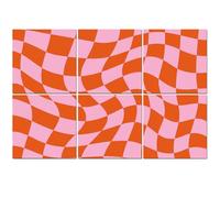6 Pack Acoustic Foam Panels Sound Proofing Panels Retro Groovy Wavy Psychedelic Checkerboard Check Y2K 90s Acoustic Wall Panel Soundproofing for Livingroom Nursery Room 72"x48" Home Decor