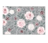 6 Pack Acoustic Foam Panels Sound Proofing Panels Seamless spring flowers leaves Hand drawn floral for fabric Acoustic Wall Panel Soundproofing for Livingroom Nursery Room 72"x48" Home Decor